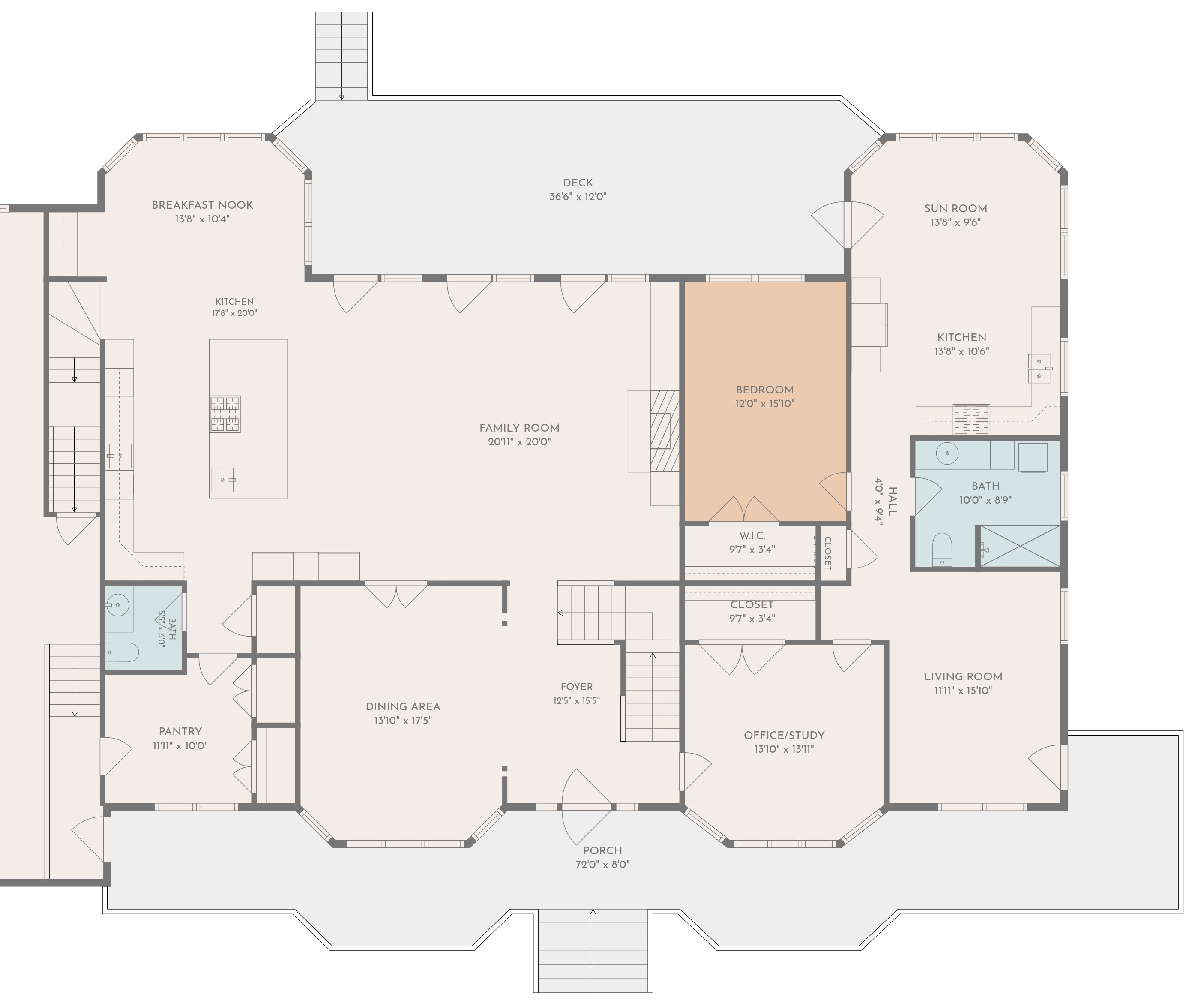 Main level floor plan — living areas