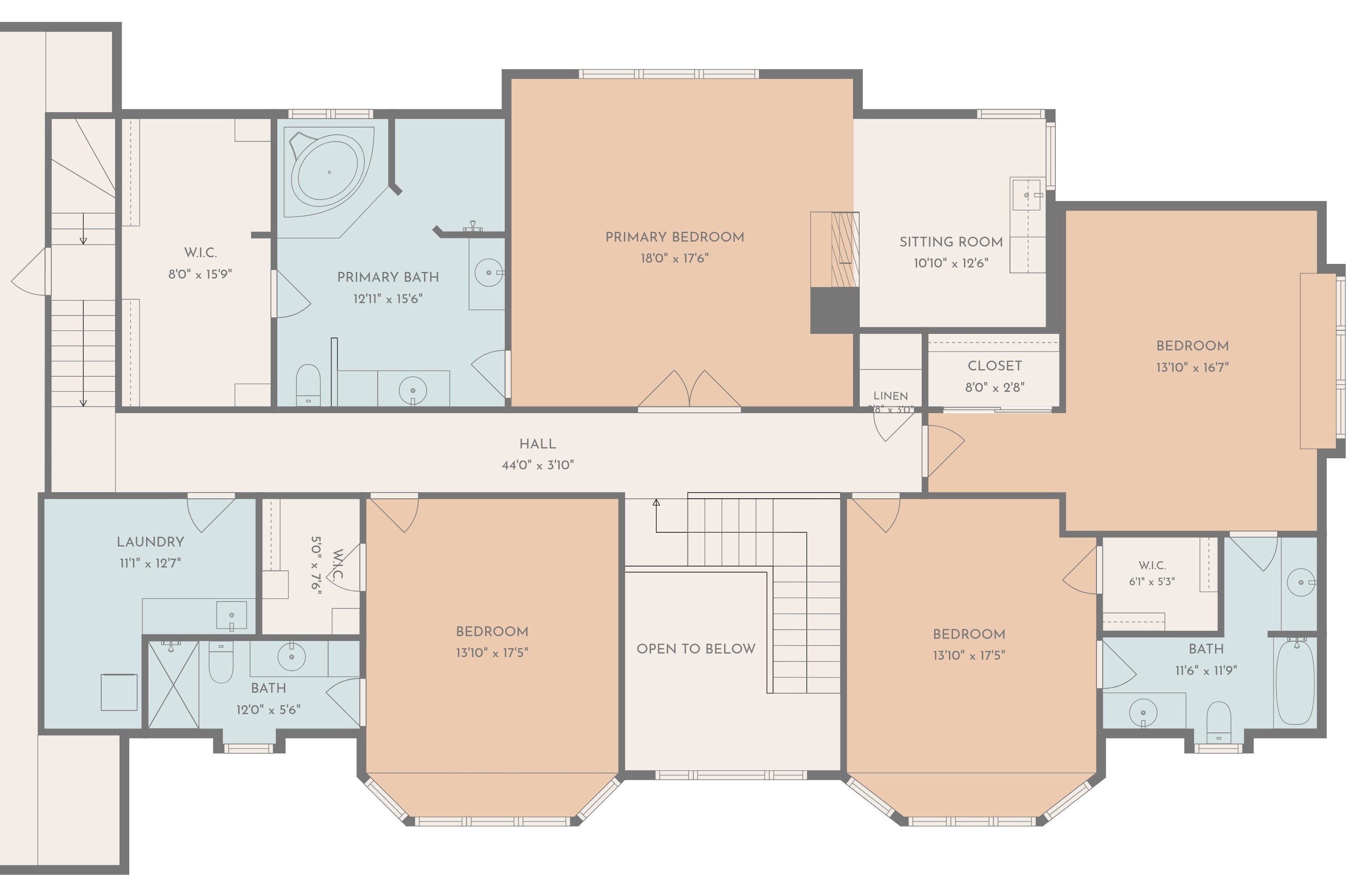 Upper level floor plan — bedrooms